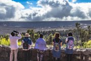 halema'uma'u crater overlook with 4 people