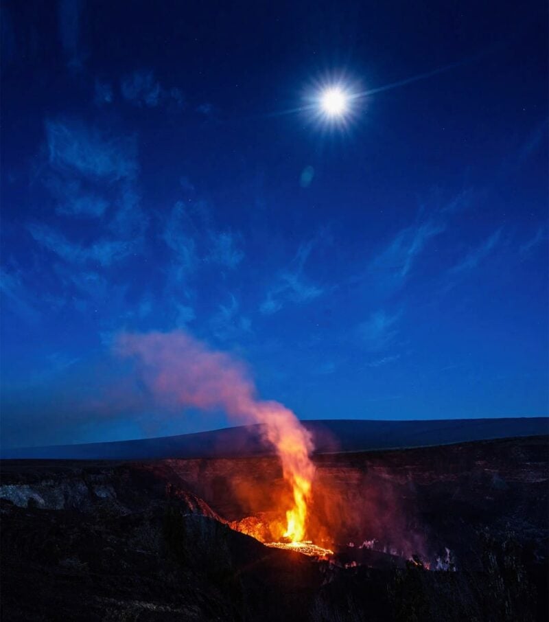 lava lake as it can be seen from the eruption viewing area near Keanakākoʻi Overlook