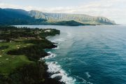 Aerial view of the Princeville coastline