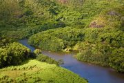 Kayakers on Wailua River in Kauai